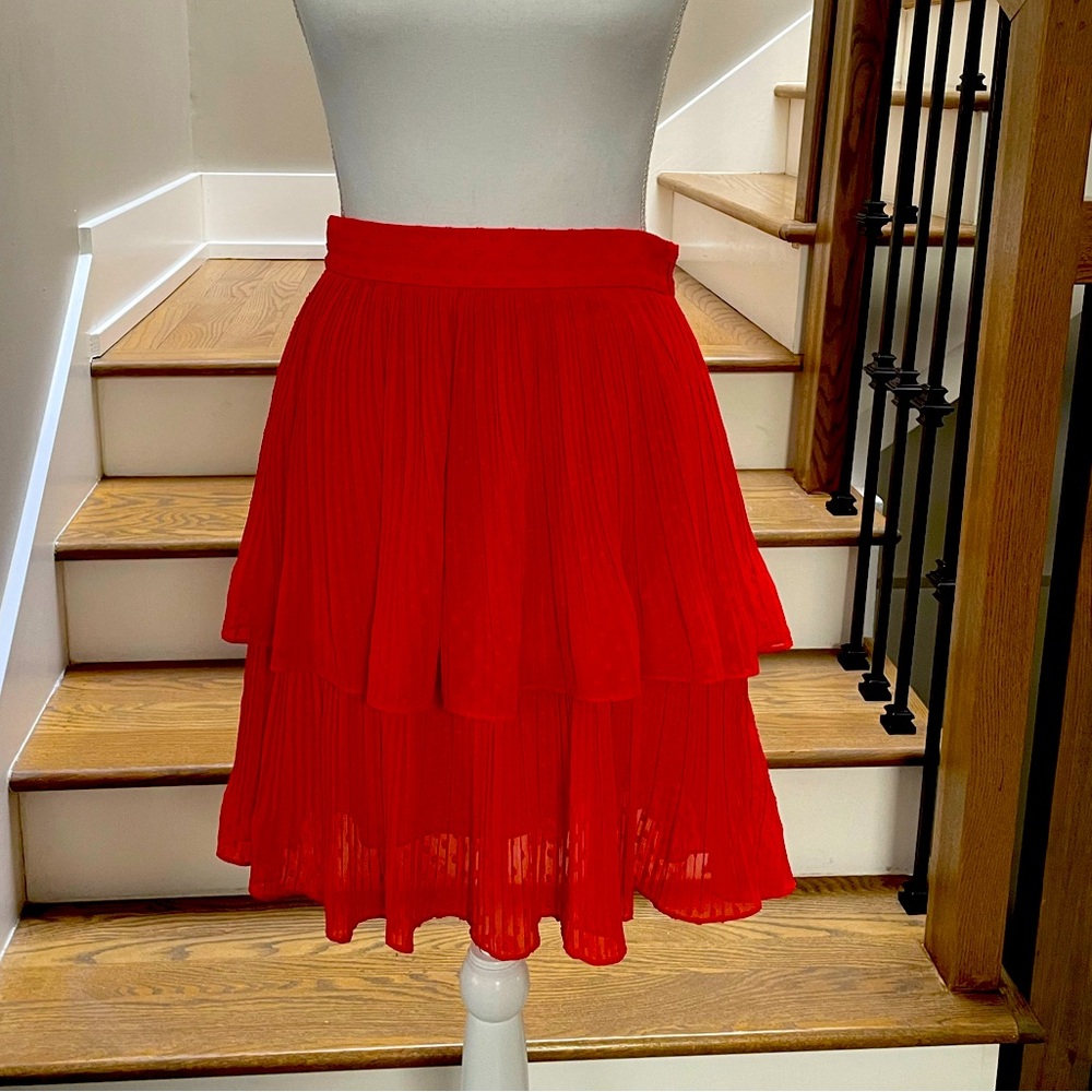 Whistles Tiered Skirt - Size 6- Orange/Red